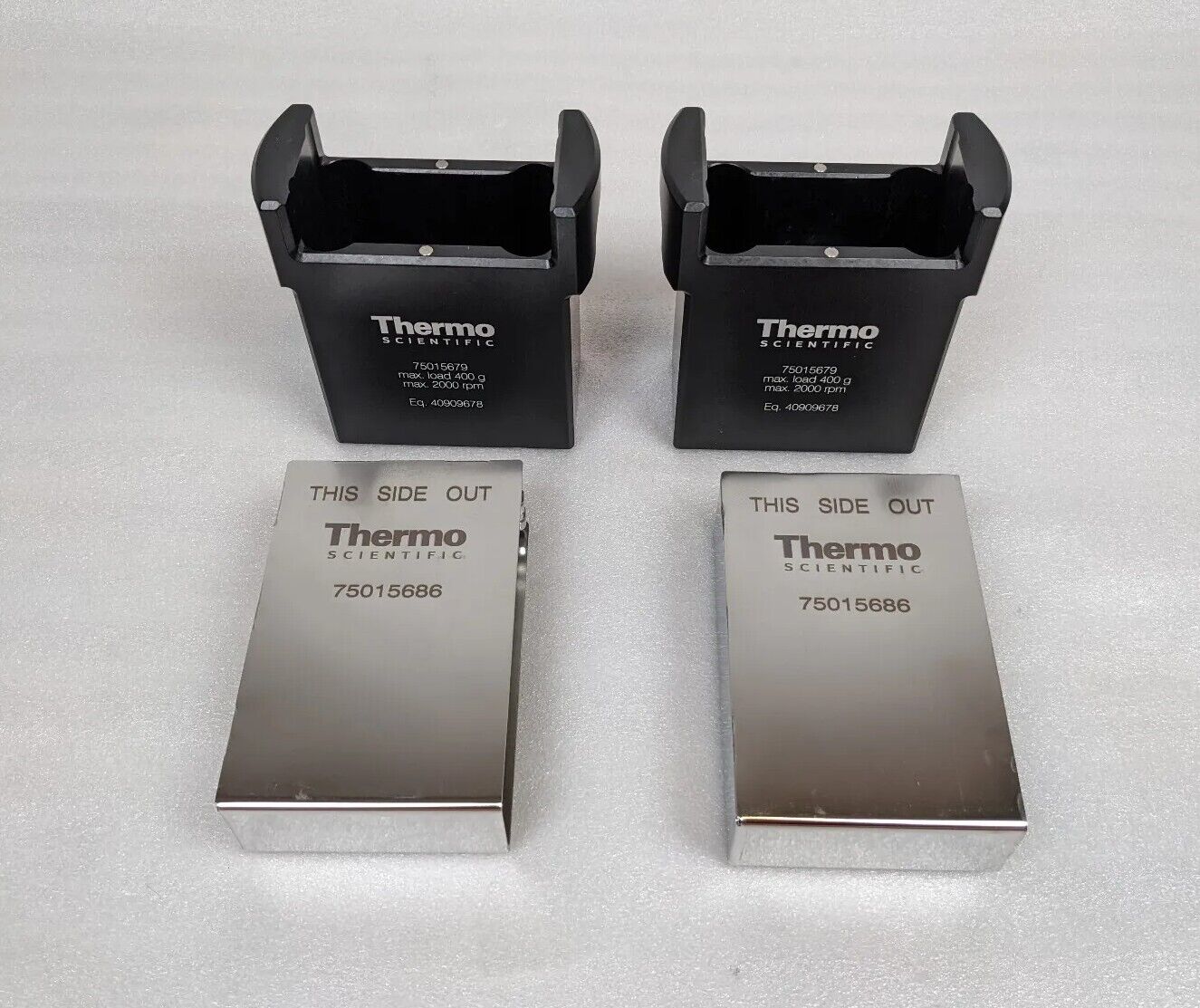 Lot of 2 Thermo Scientific 75015679 Centrifuge Buckets w/ 75015686 Card Holders