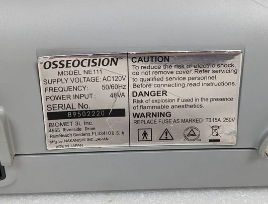 Biomet 3i Osseocision NE111 Advanced Surgical Drill System