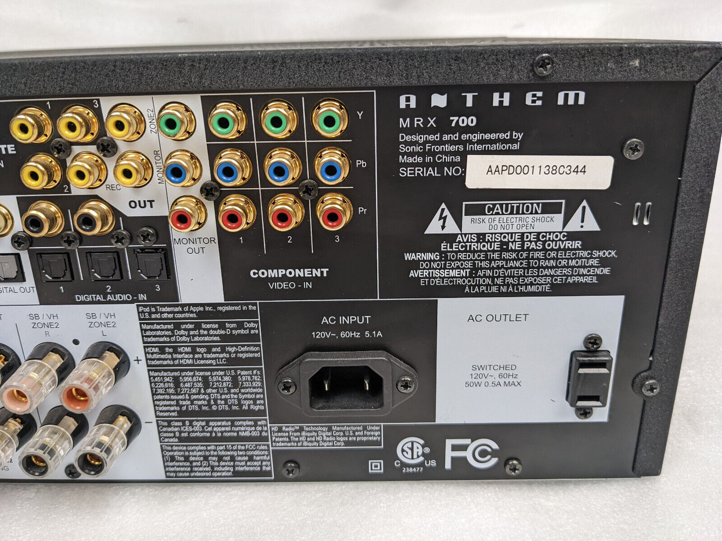 Anthem MRX 700 Amplifier 7.1 AV Receiver 120 WPC | Functional with Issue