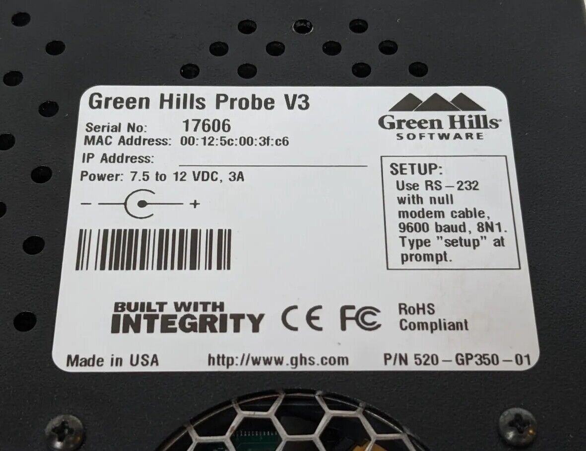 Green Hills Probe V3 P/N 520-GP350-01 Debug Device