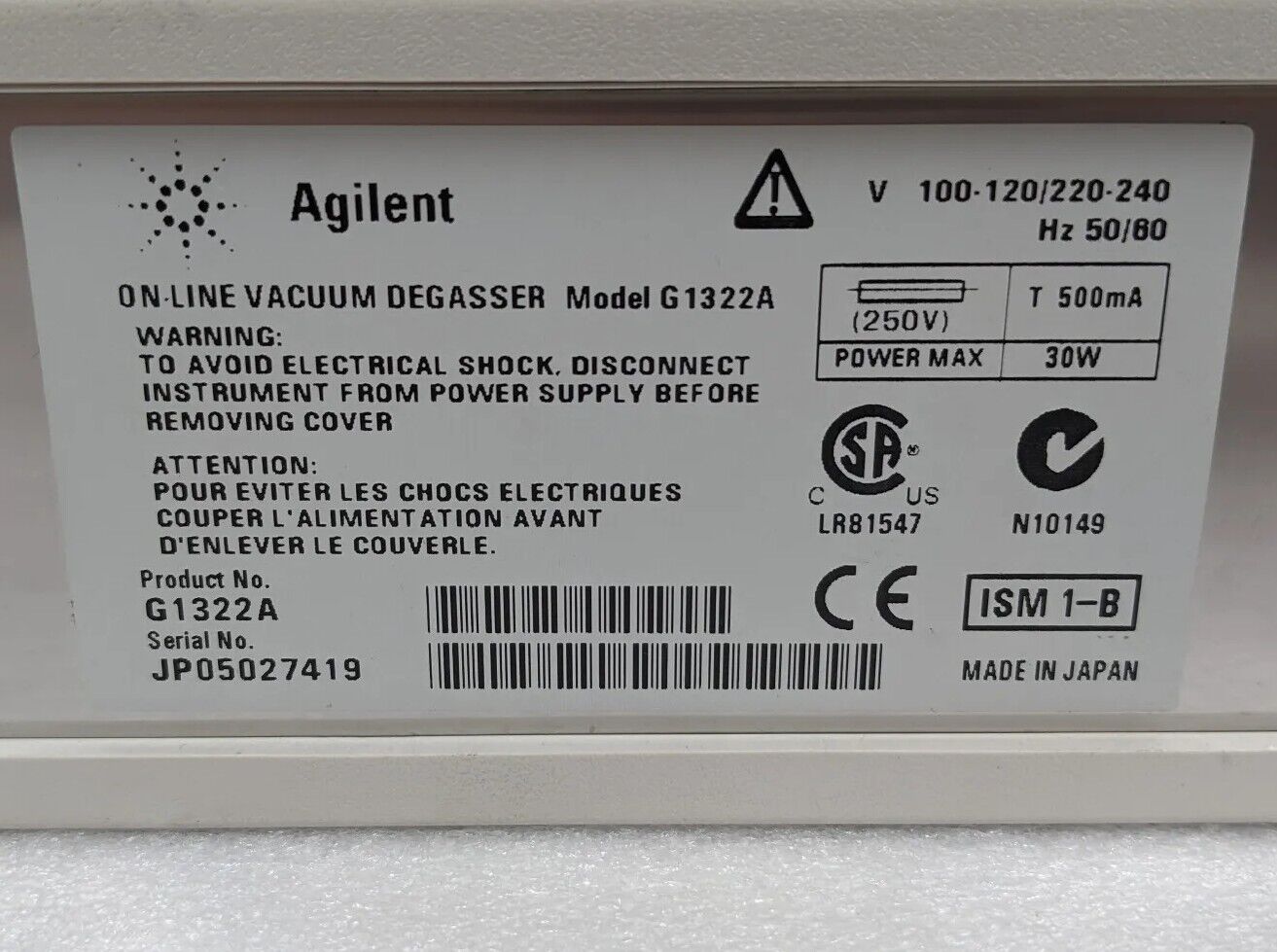 Agilent G1322A 1100 Series 4-Channel Degasser